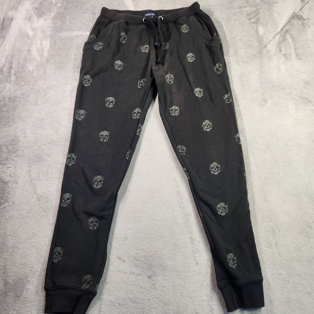 Ocean Drive Black Skull Print Joggers Sweatpants Women's S Small Streetwear